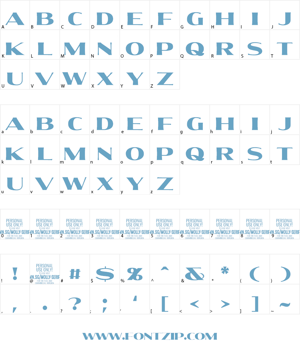 Molly Serif Expanded Font Character