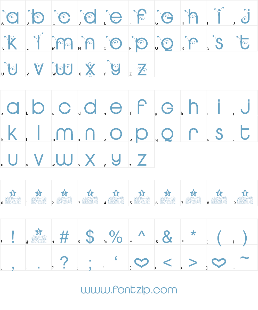 Hearts Garden (Personal-Use) Font Character