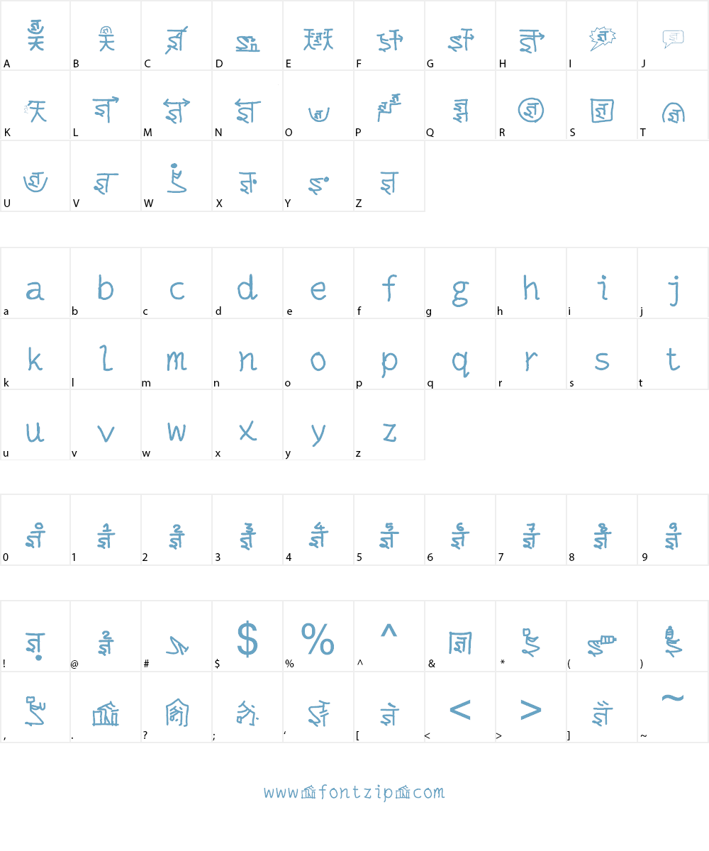 Mantrakshar ZN1 Font Character