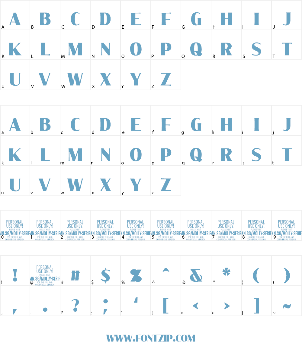 Molly Serif Condensed Font Character