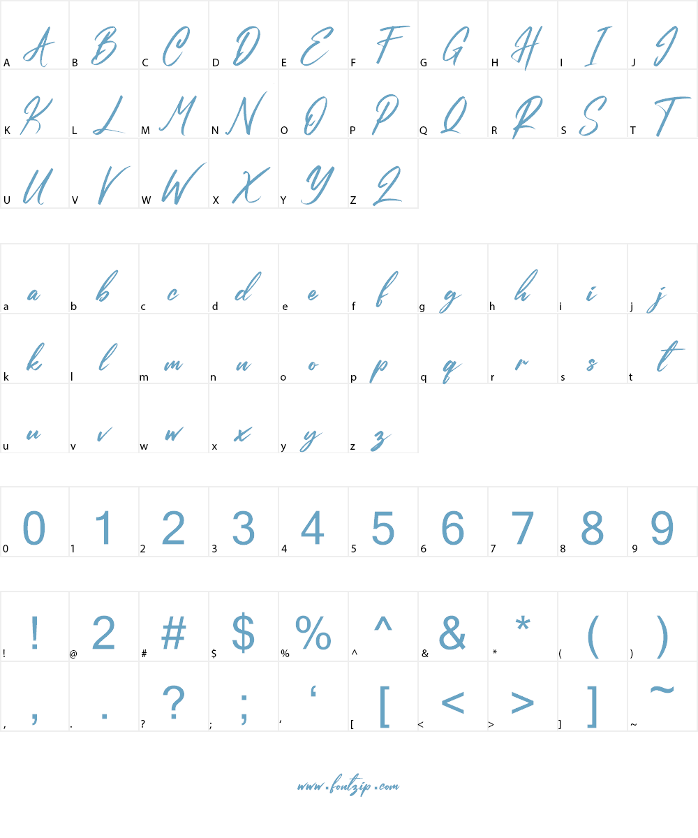 Evallia Font Character
