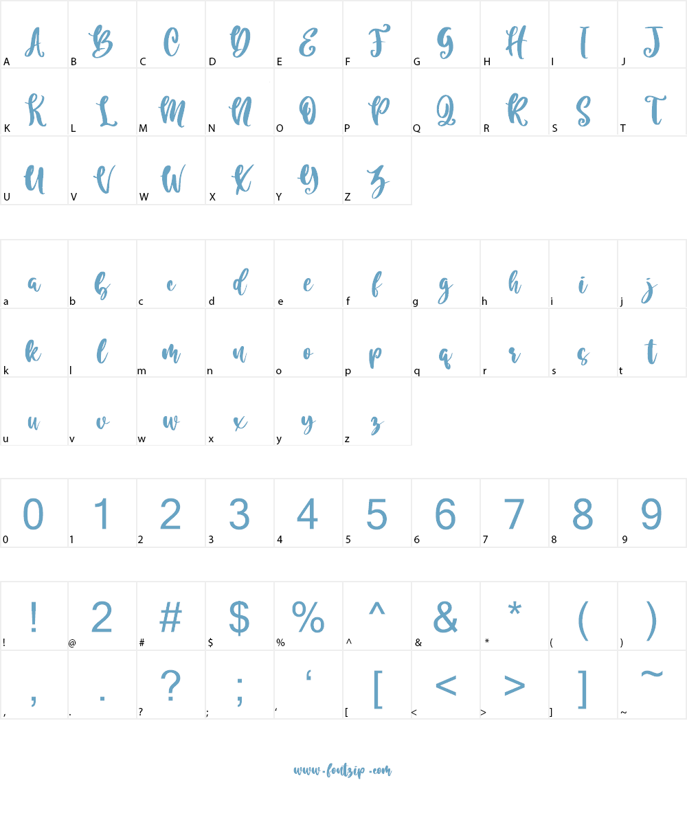 Blue Rose Font Character