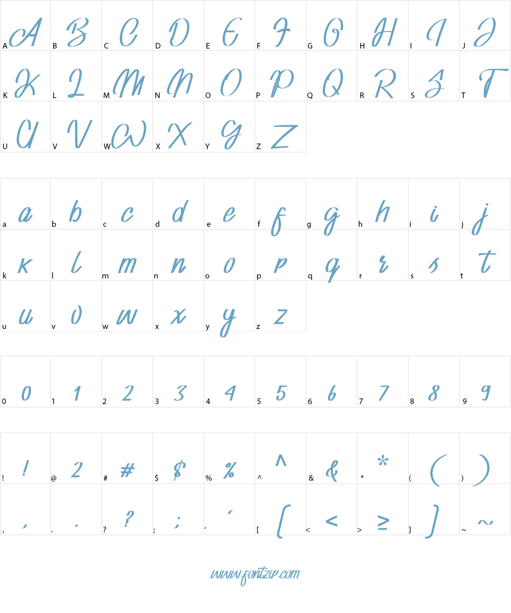 Adventure Script Font Character