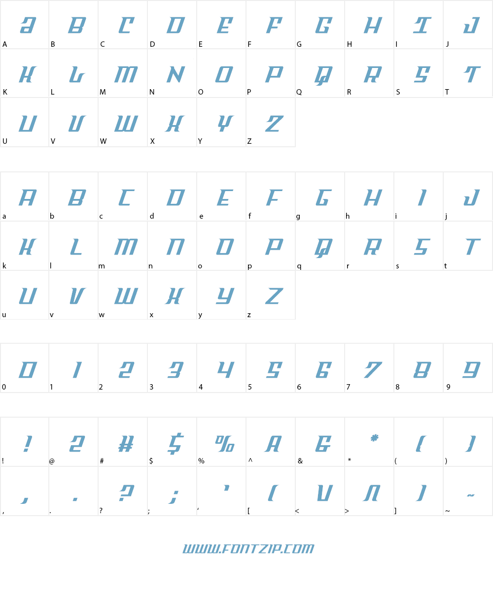 Sky Cab Font Character