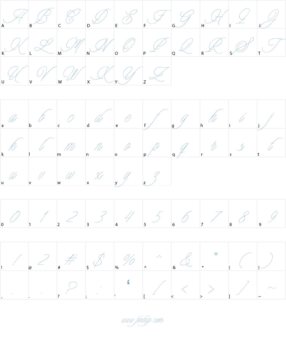 Charmline Script Font Character