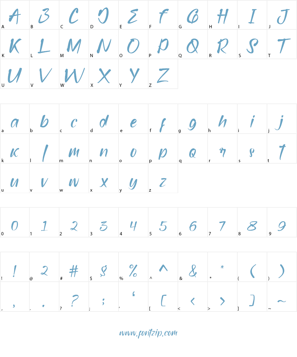 bridamount Font Character