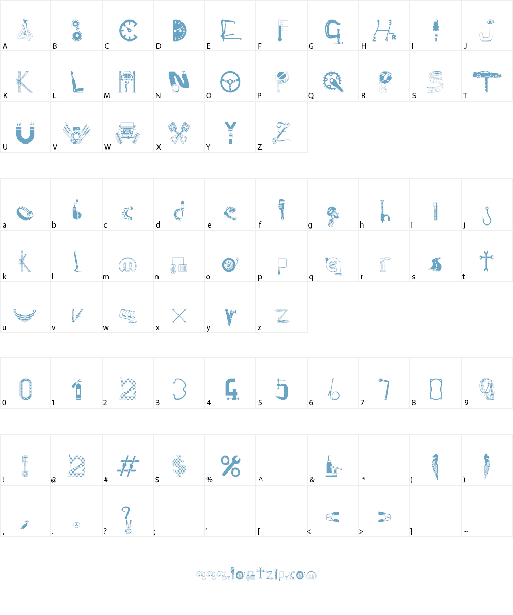 Tin Chariot Font Character