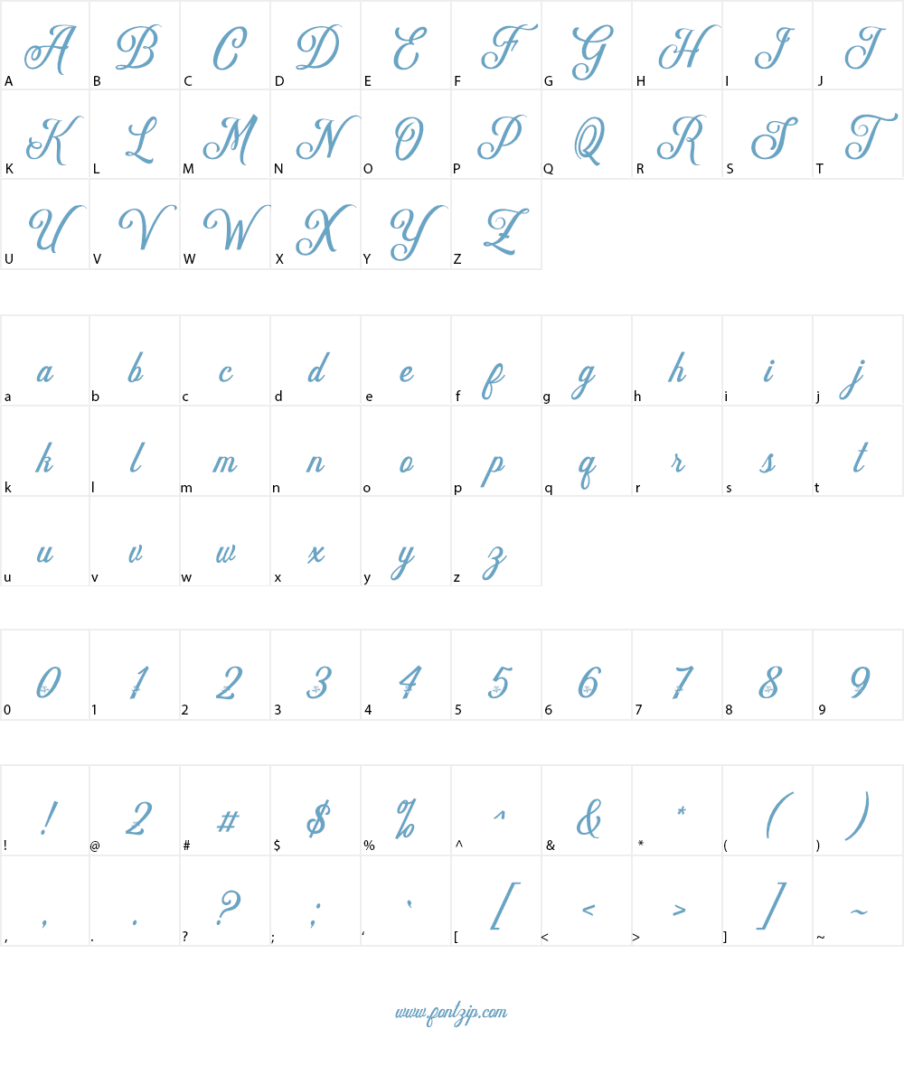 Delighter Script Font Character
