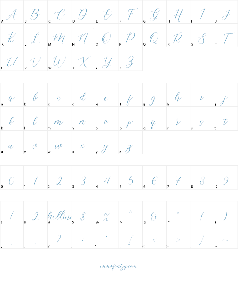shelline Font Character
