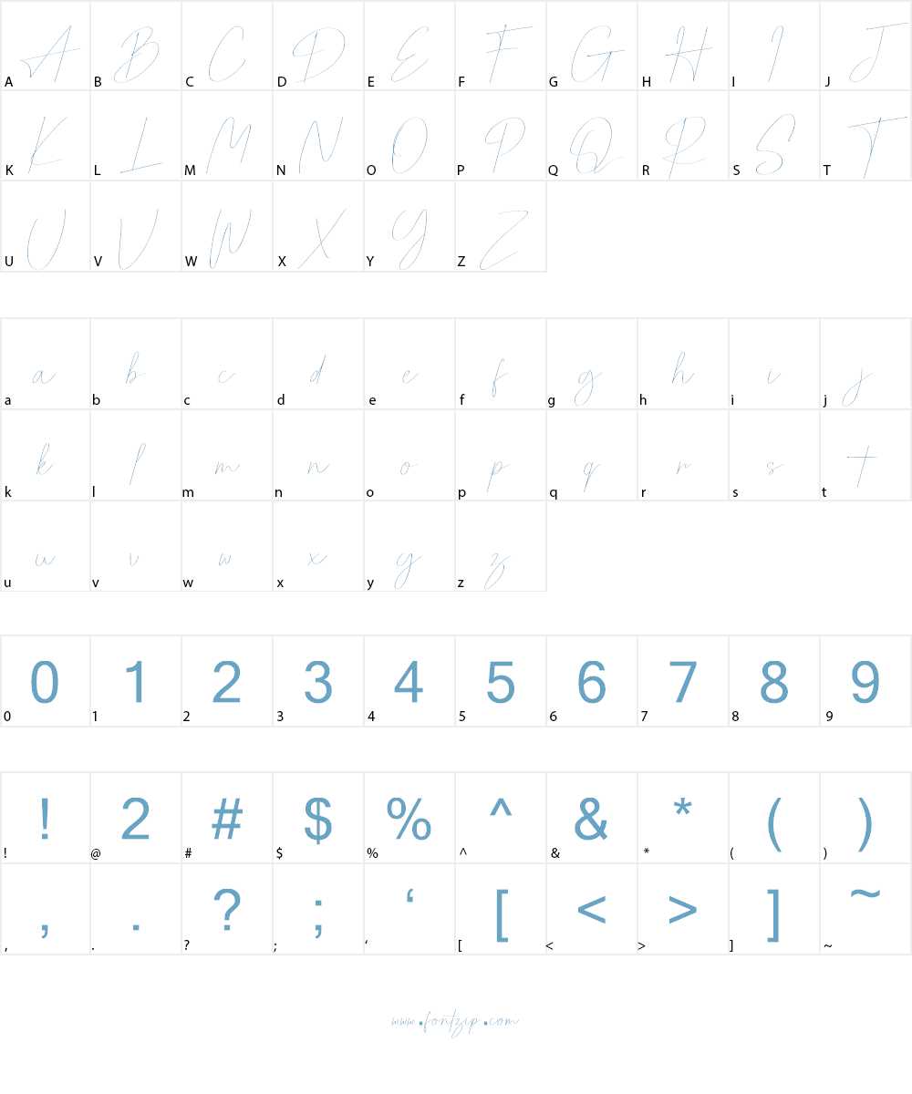 Pricillia Font Character