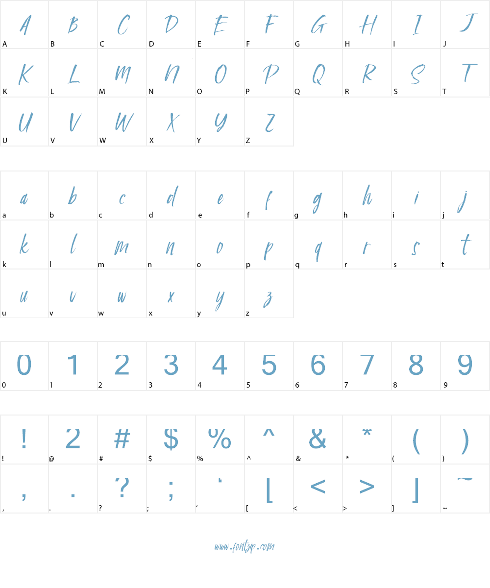 Calisatt DEMO Font Character
