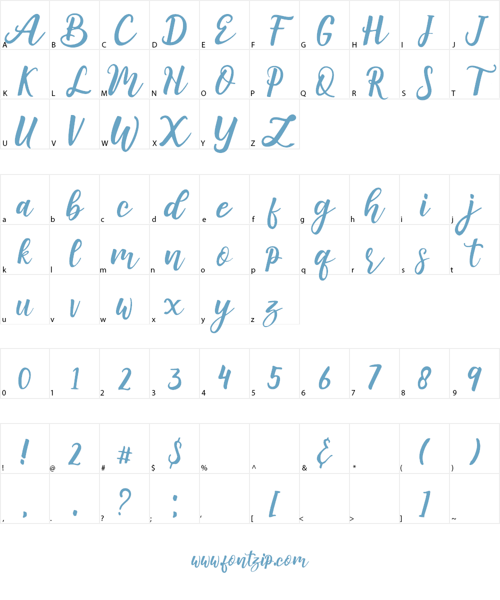 Amuba Script Font Character