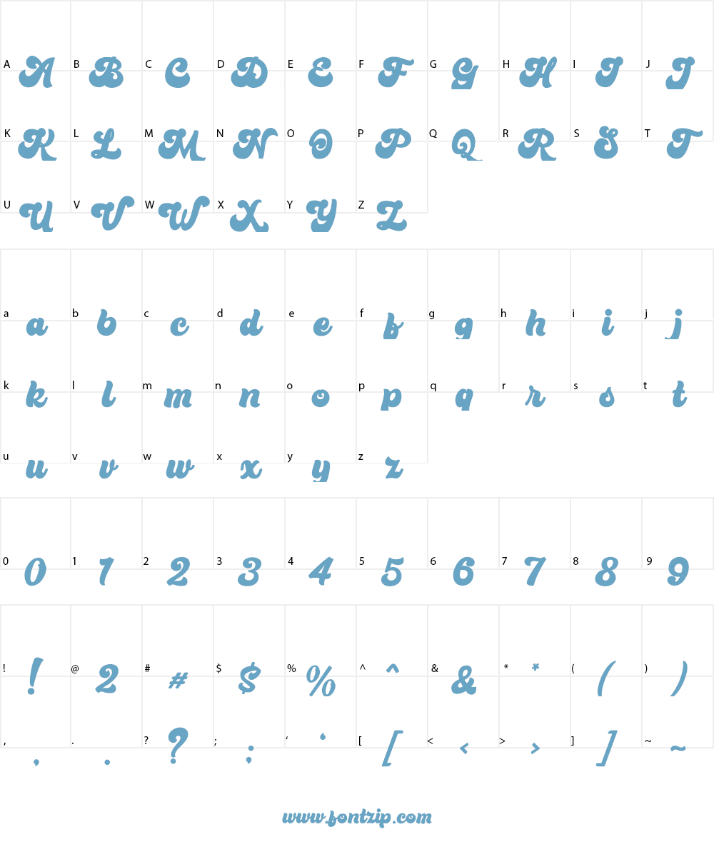 Bratsy Script Font Character
