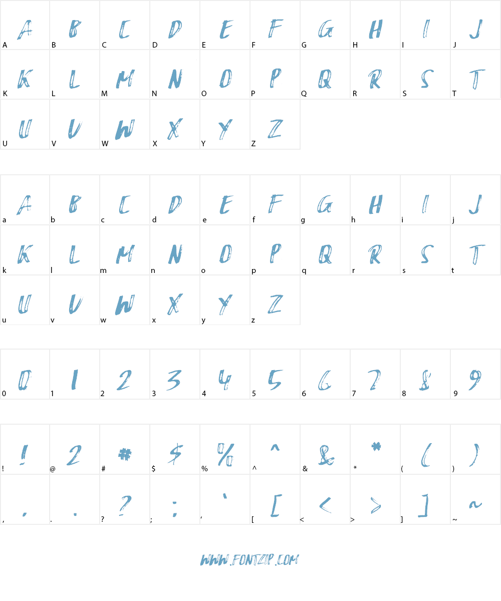 Bruce Brush Font Character