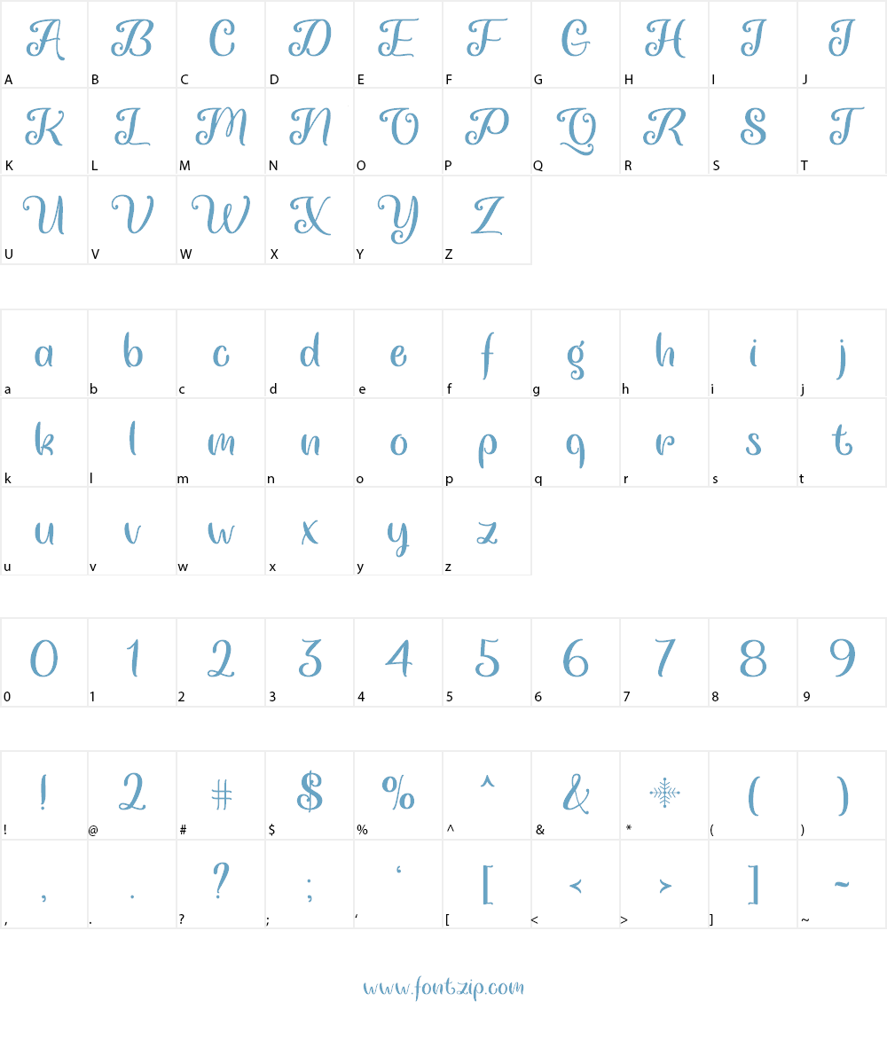 Chasing Snowflakes Font Character