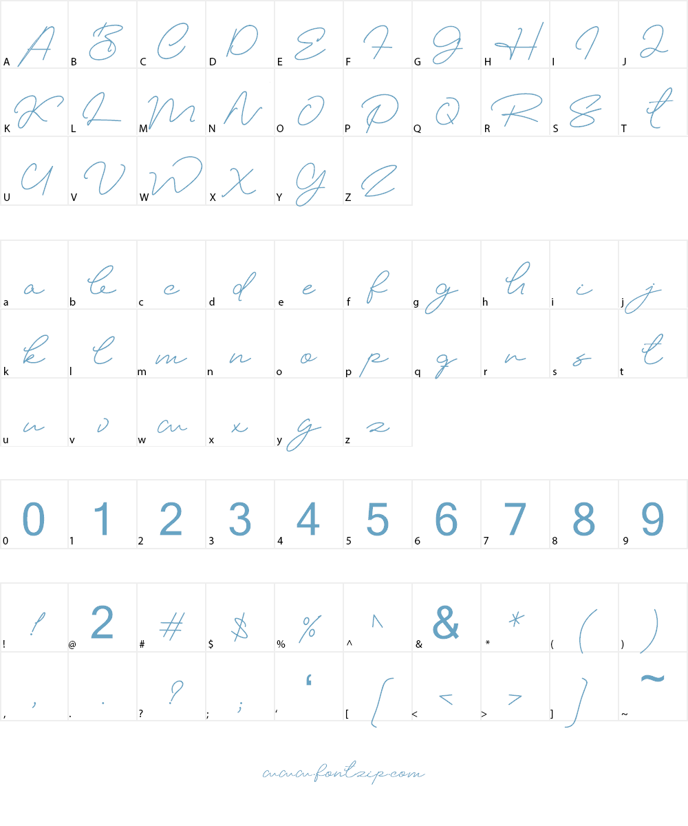 Elizany Signature Font Character