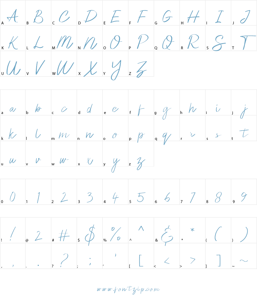 Elliana Script Font Character