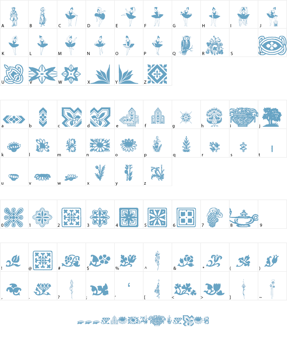 Florets and Embellishments Font Character