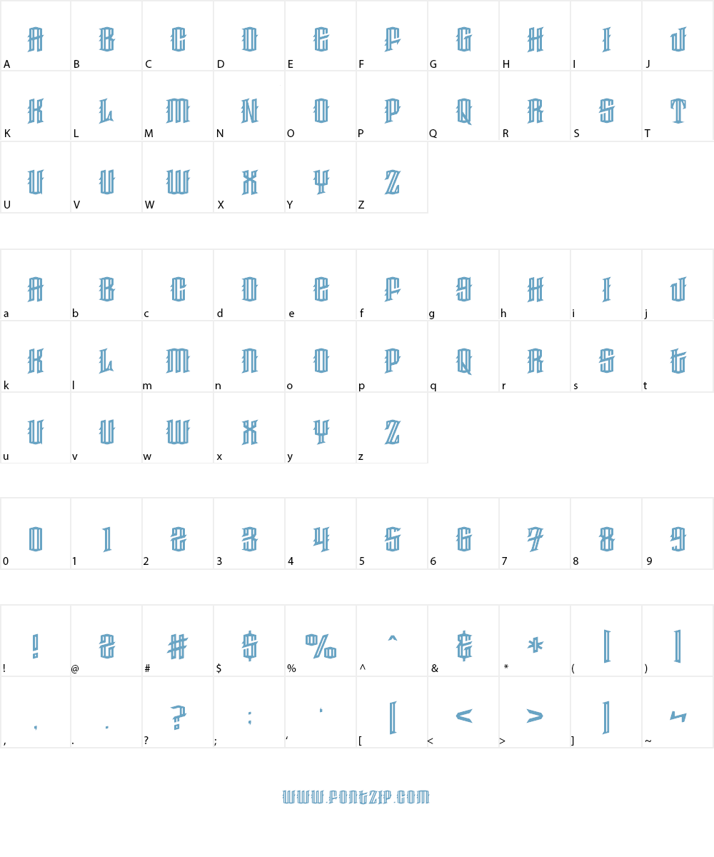 Haunted Woods Inline Font Character