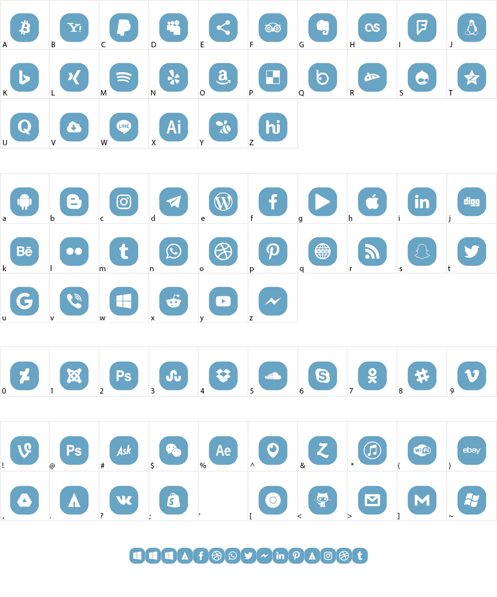 Icons Social Media 18 Font Character
