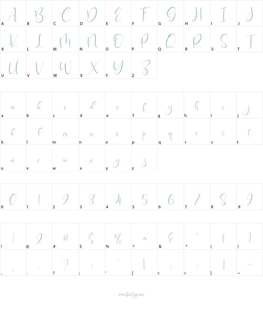 Isyana Script Font Character