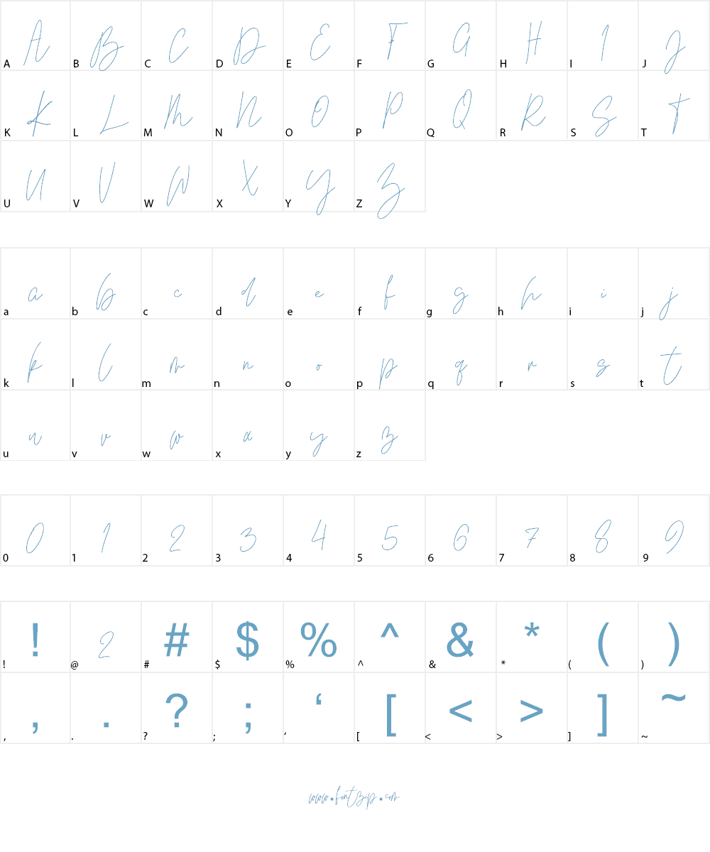 Kindel Script Font Character