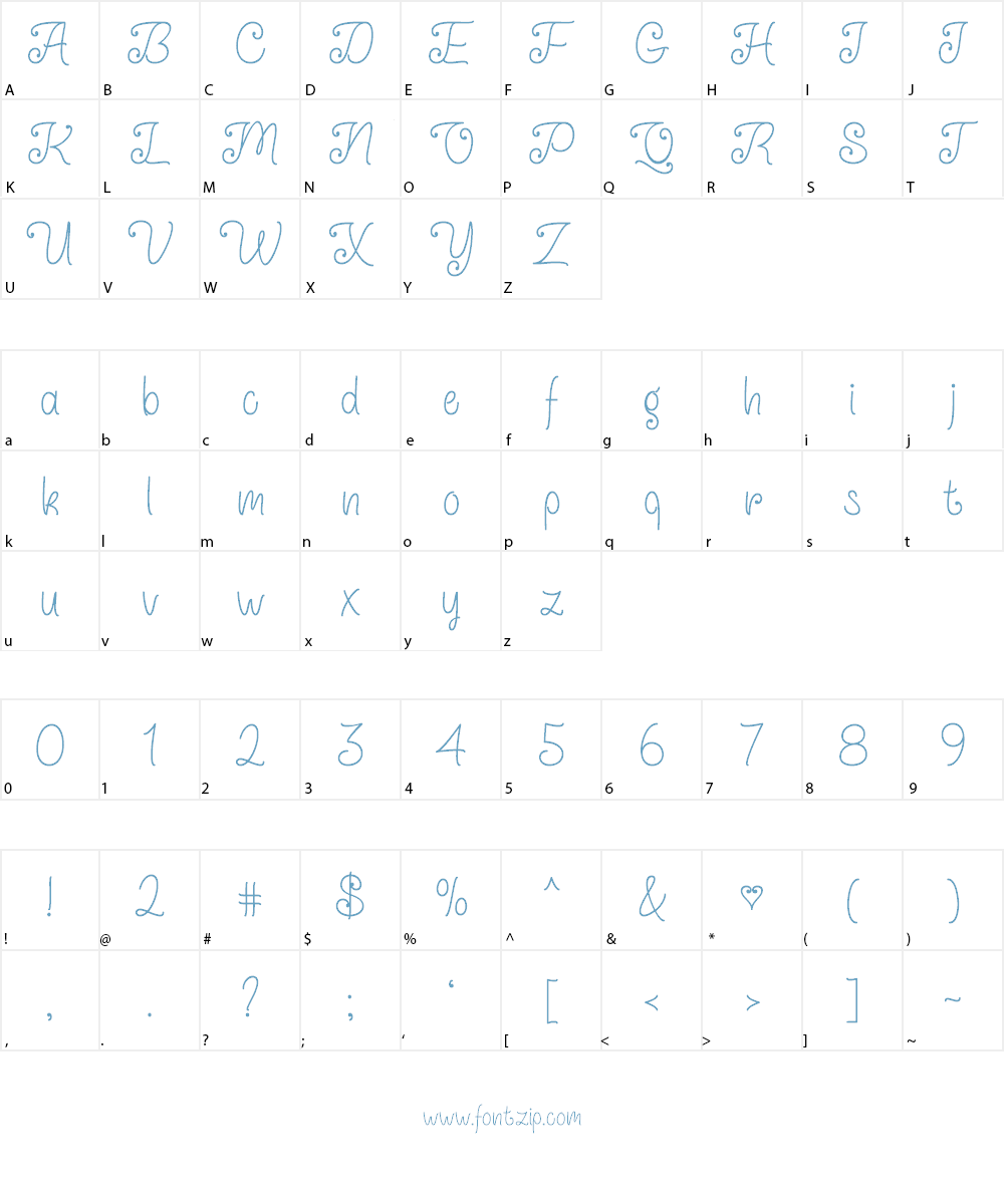 Qtie Script Font Character