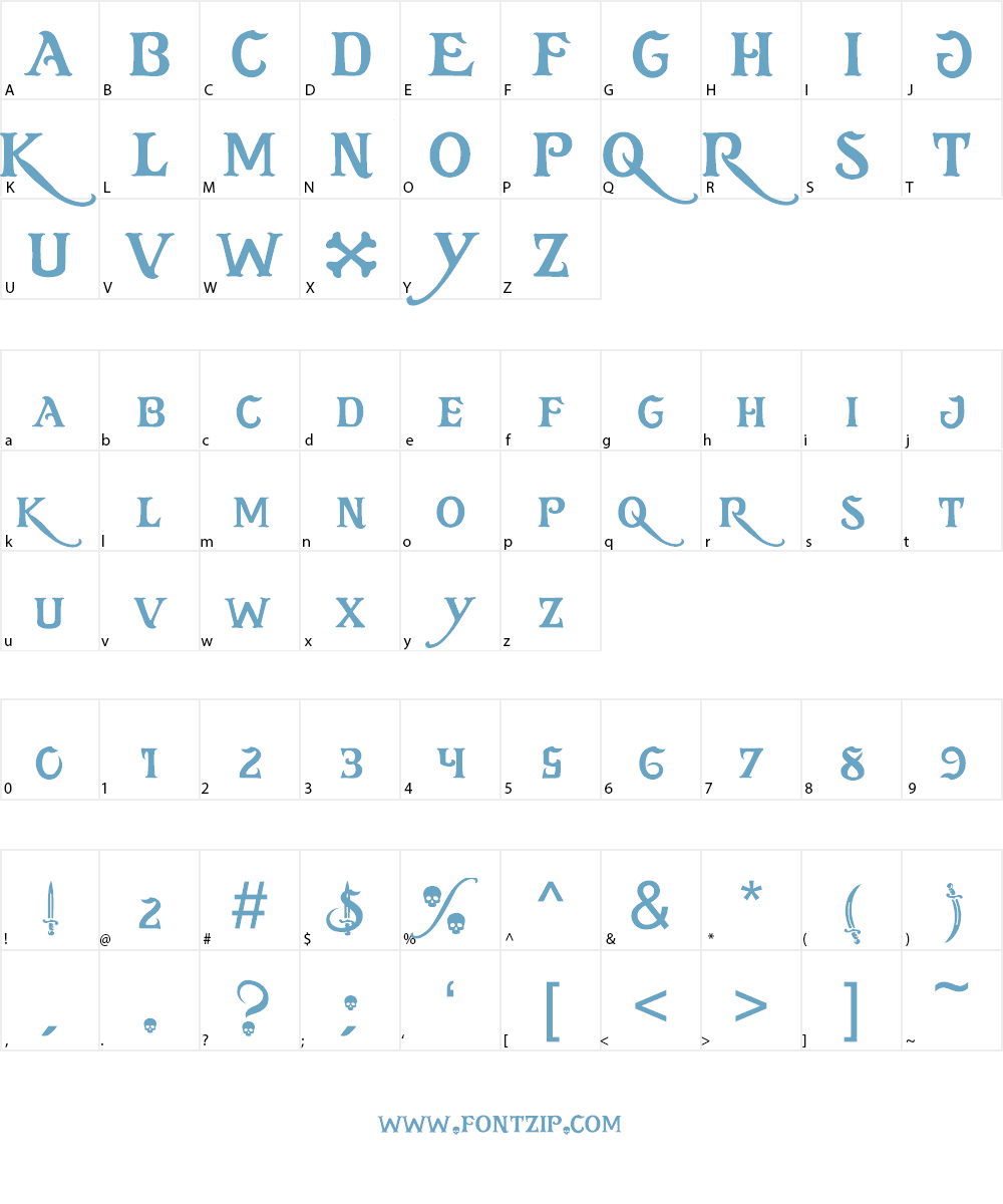 Skulls and Crossbones Font Character