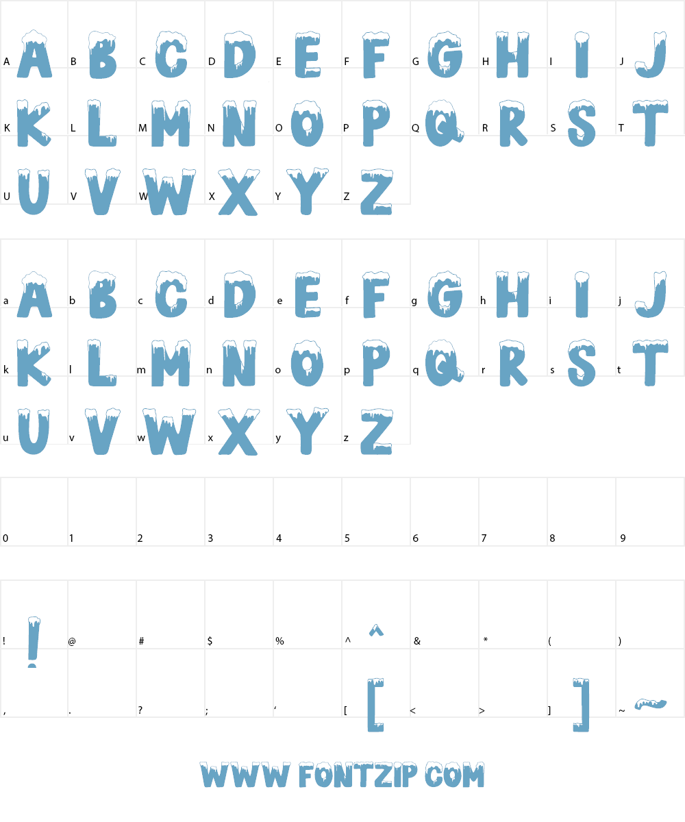 SNOW BLUE Font Character