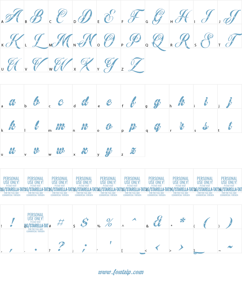 Starella Tattoo Deco Font Character