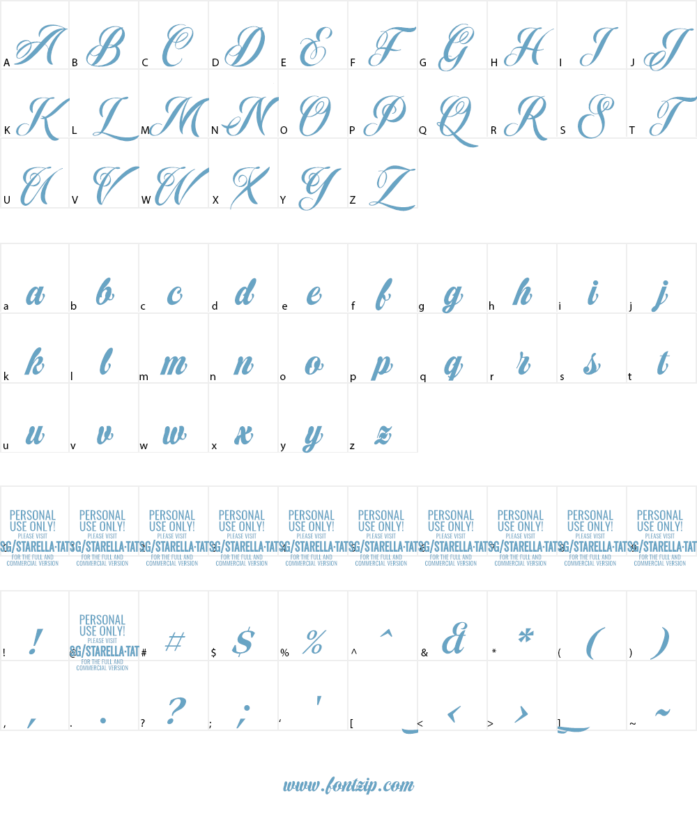 Starella Tattoo Font Character
