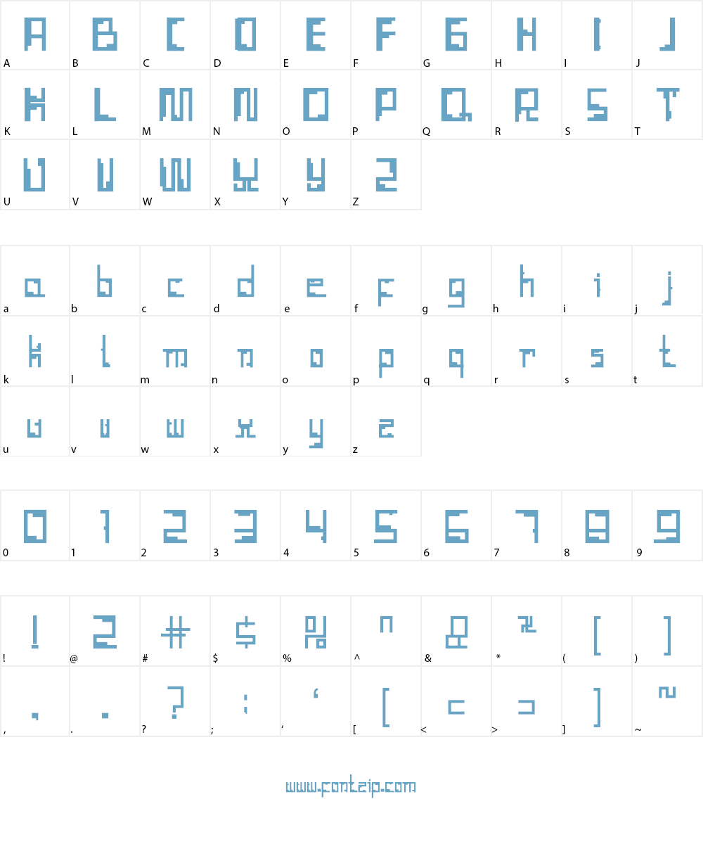 Tetris Hollow Font Character