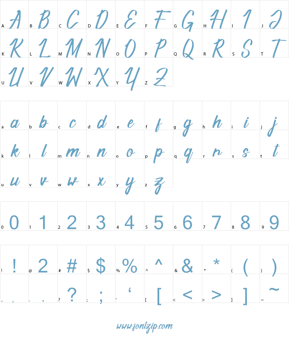 Valanda Script Font Character