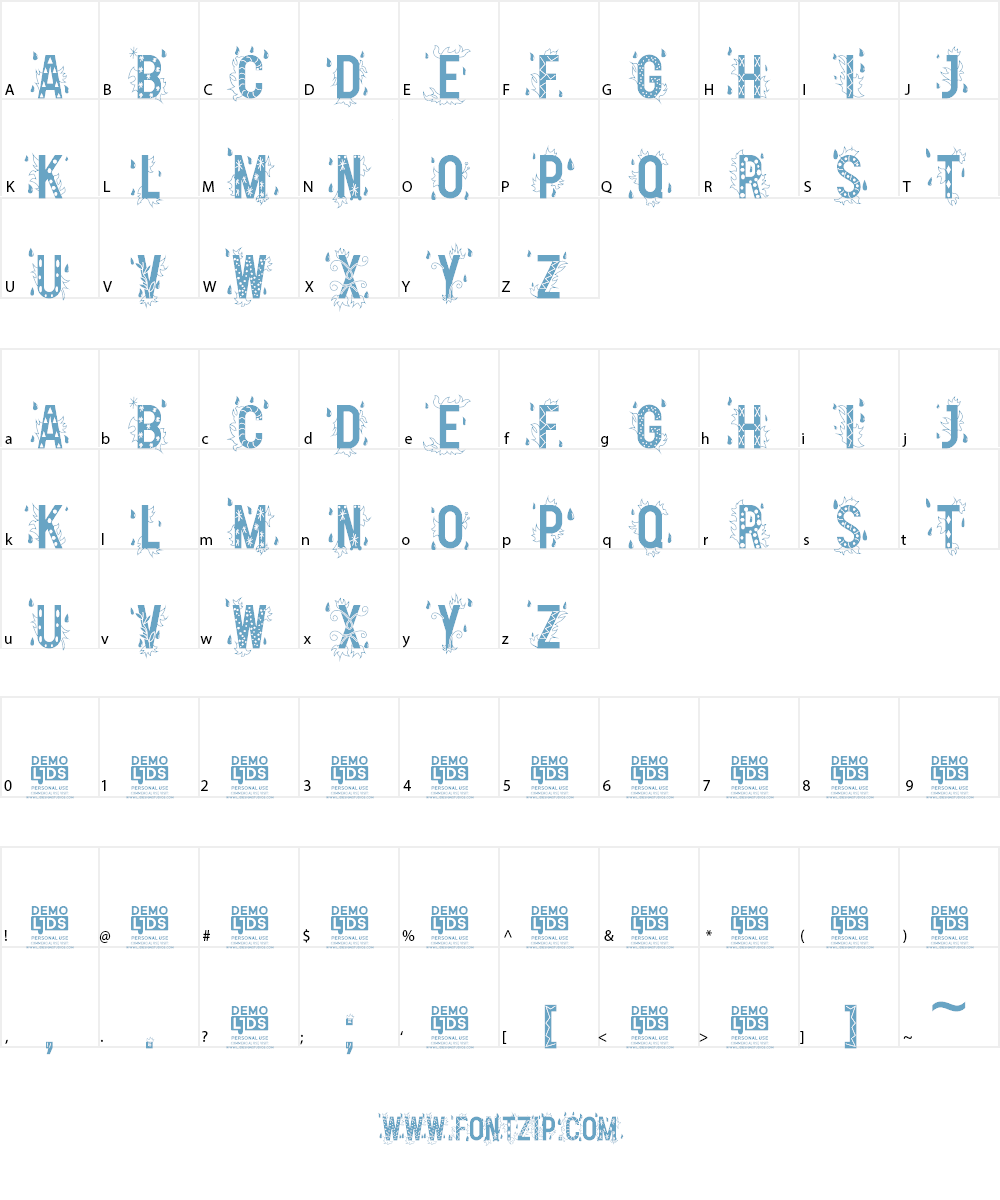 Water and Flames Font Character