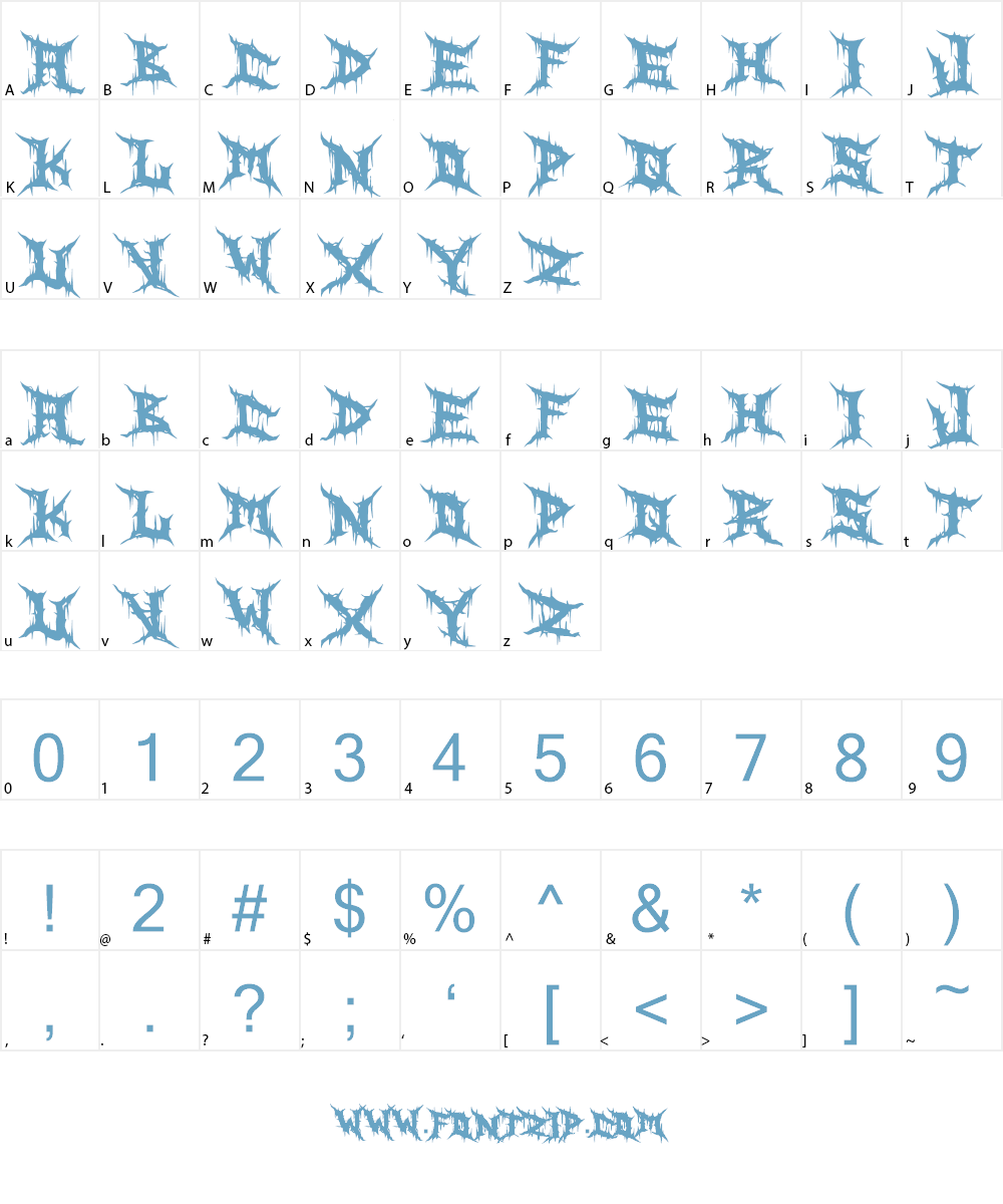 Zanaz Font Character