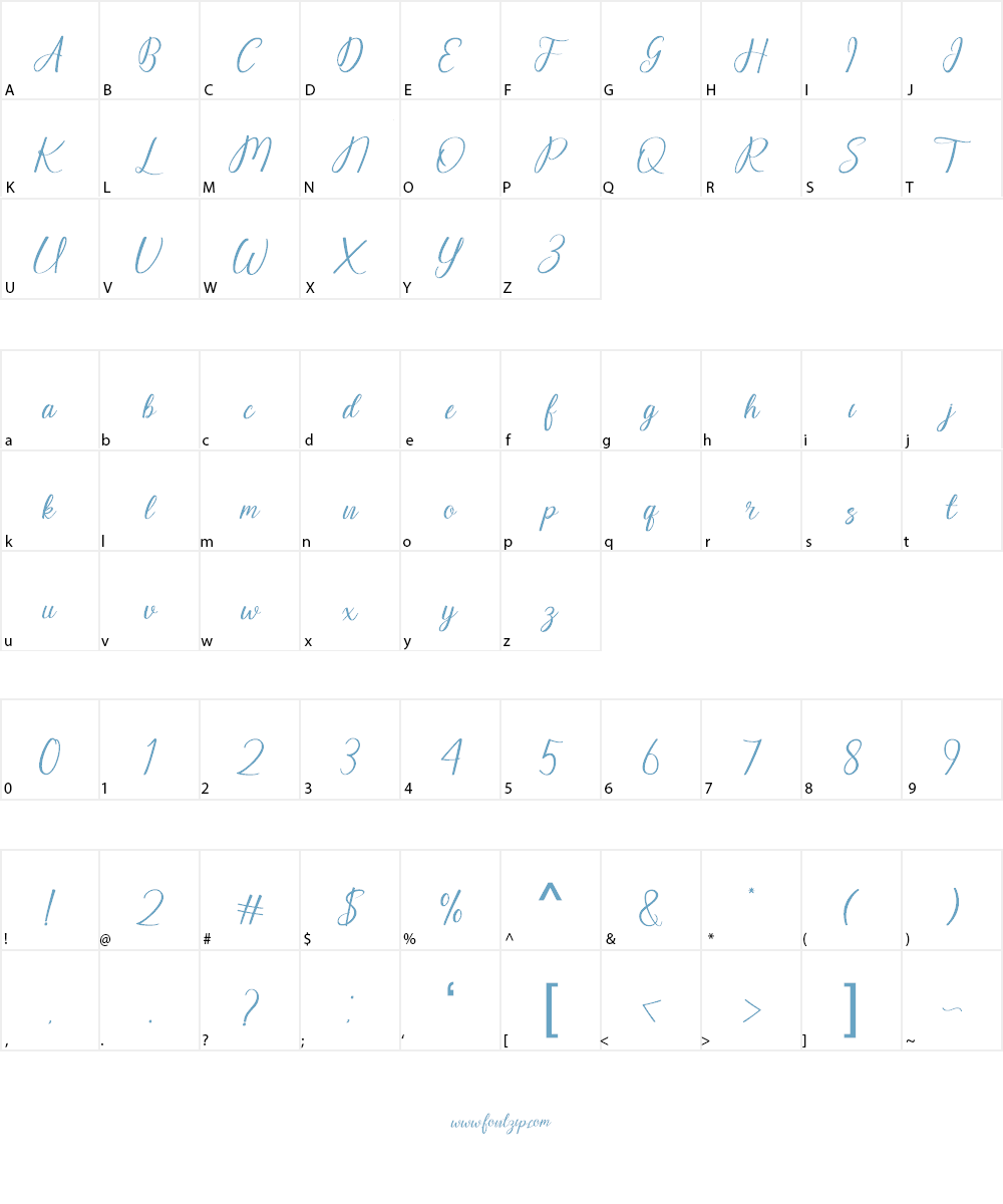 Raellisca Script Font Character