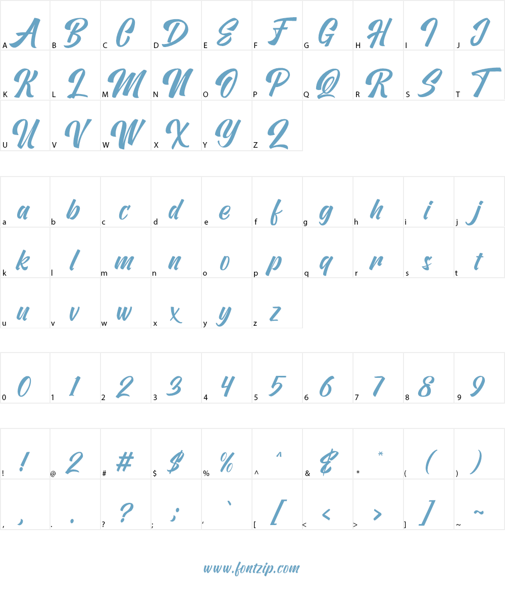 Vervelle Script Font Character
